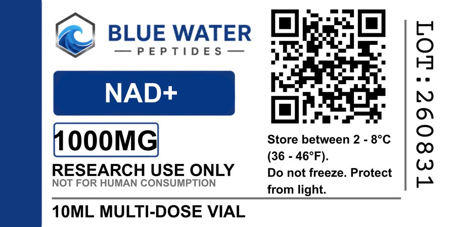 Blue Water Peptides Etiqueta da seringa que indica o LOT: 260831 impressa na borda direita